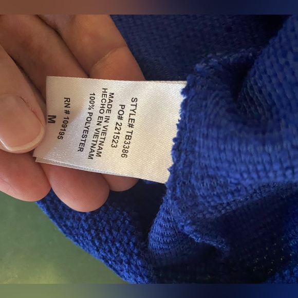 LOVE J Top Puffed Sleeve Gorgeous Royal Blue Slim Fit. 3/4 Sleeve Sweater Size M - Picture 4 of 8